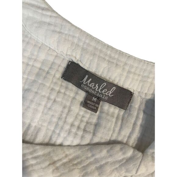 Marled white long sleeve quilted cotton top - M - Picture 3 of 7